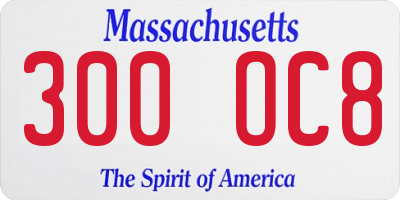MA license plate 300OC8