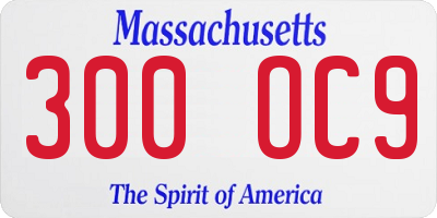 MA license plate 300OC9