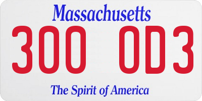 MA license plate 300OD3