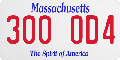 MA license plate 300OD4