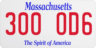 MA license plate 300OD6