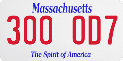 MA license plate 300OD7