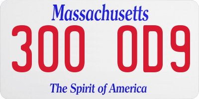 MA license plate 300OD9