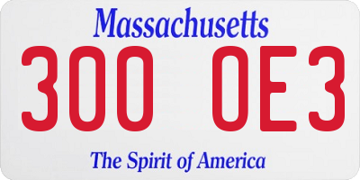 MA license plate 300OE3
