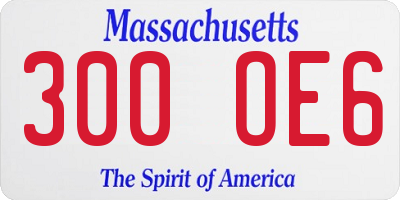 MA license plate 300OE6
