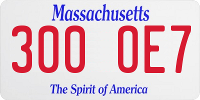 MA license plate 300OE7