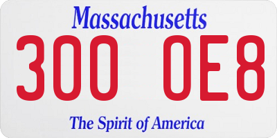 MA license plate 300OE8