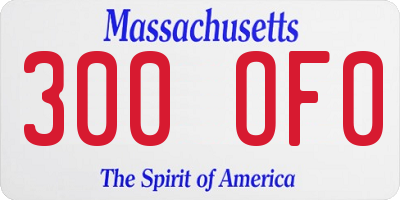 MA license plate 300OF0