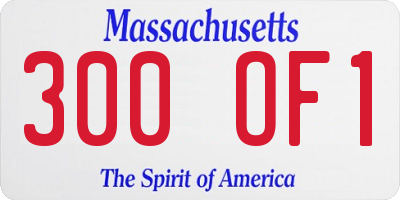 MA license plate 300OF1