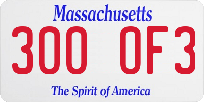 MA license plate 300OF3