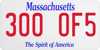 MA license plate 300OF5