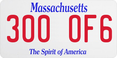 MA license plate 300OF6