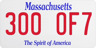MA license plate 300OF7