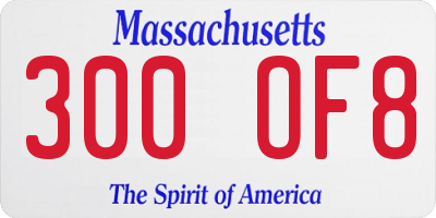 MA license plate 300OF8