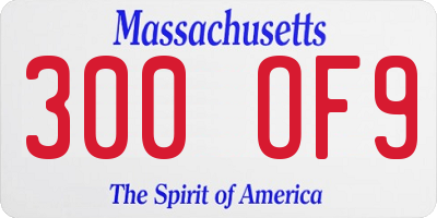 MA license plate 300OF9