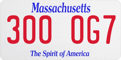 MA license plate 300OG7