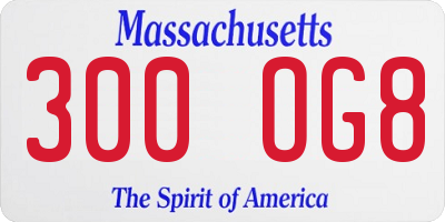 MA license plate 300OG8