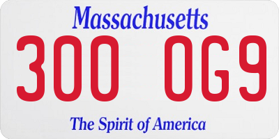 MA license plate 300OG9