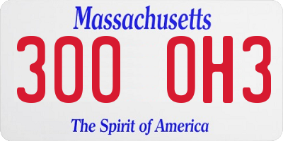 MA license plate 300OH3