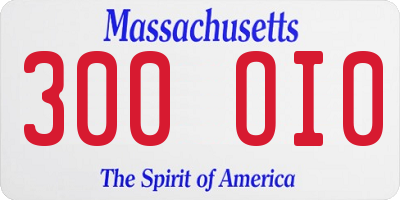 MA license plate 300OI0