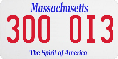 MA license plate 300OI3