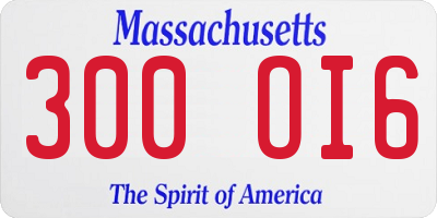 MA license plate 300OI6