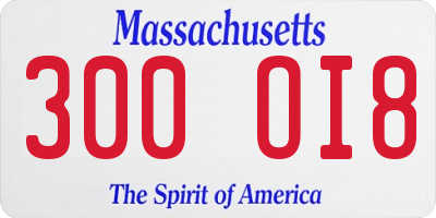 MA license plate 300OI8