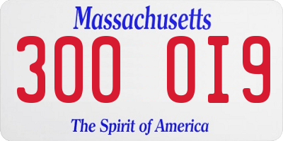 MA license plate 300OI9