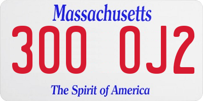 MA license plate 300OJ2