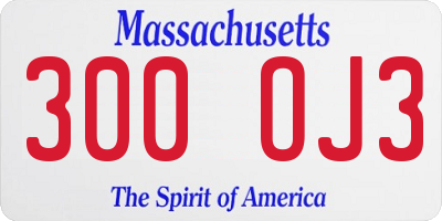 MA license plate 300OJ3