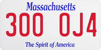 MA license plate 300OJ4