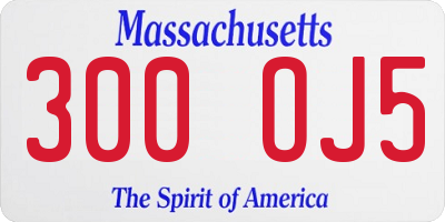 MA license plate 300OJ5
