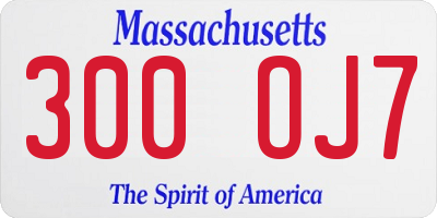 MA license plate 300OJ7