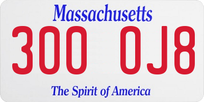 MA license plate 300OJ8