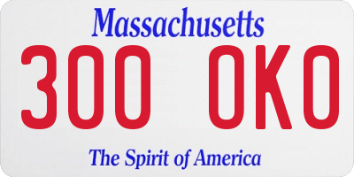 MA license plate 300OK0