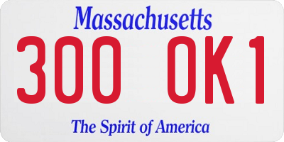 MA license plate 300OK1