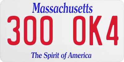 MA license plate 300OK4