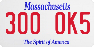 MA license plate 300OK5