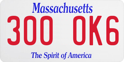 MA license plate 300OK6