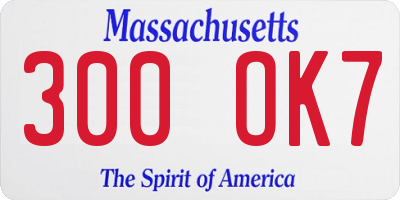 MA license plate 300OK7