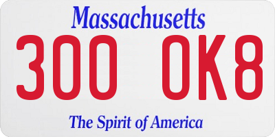 MA license plate 300OK8