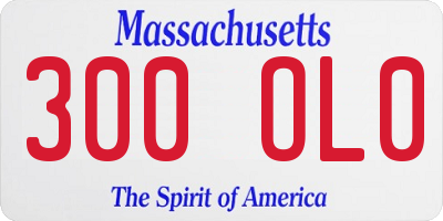 MA license plate 300OL0