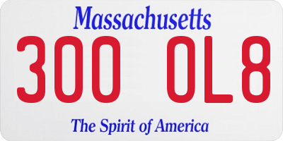 MA license plate 300OL8