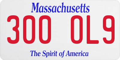 MA license plate 300OL9