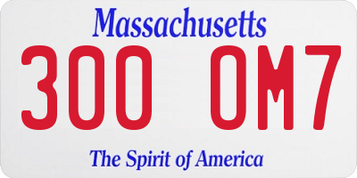 MA license plate 300OM7