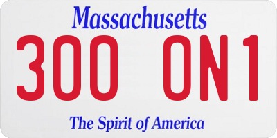 MA license plate 300ON1