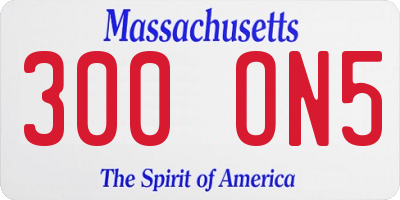 MA license plate 300ON5