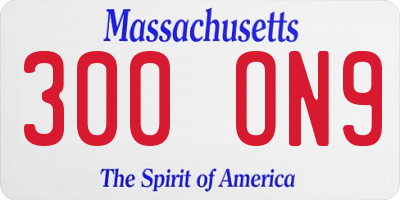 MA license plate 300ON9
