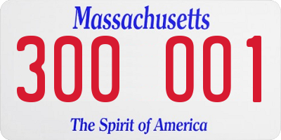 MA license plate 300OO1