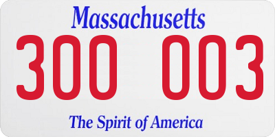 MA license plate 300OO3